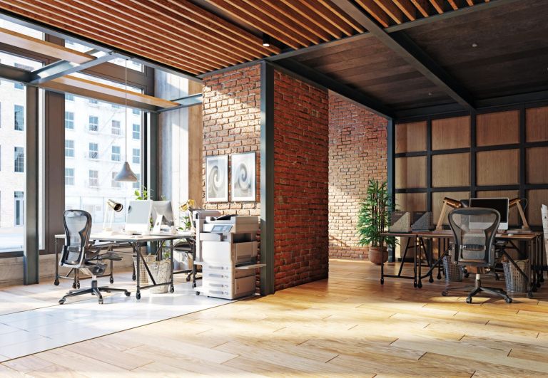 contemporary loft office interior. 3d rendering design concept